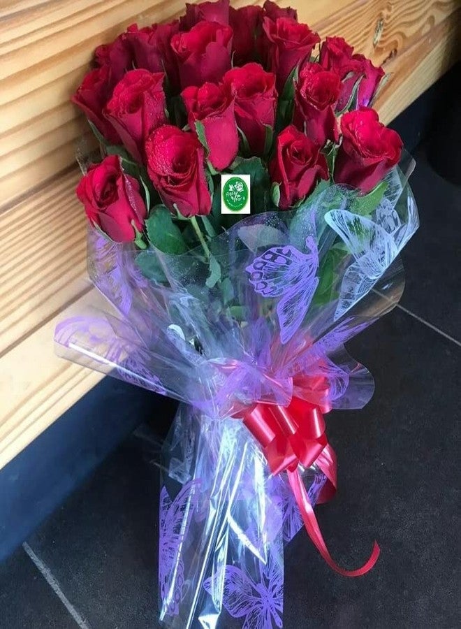 اويسيس لفة سيلوفان لتغليف الهدايا من أواسيس، متعددة الاستخدامات لتغليف سلال الهدايا وباقات الزهور، 80 سم × 25 متر، قطعة واحدة، بنقشة فراشات خضراء - Image 3